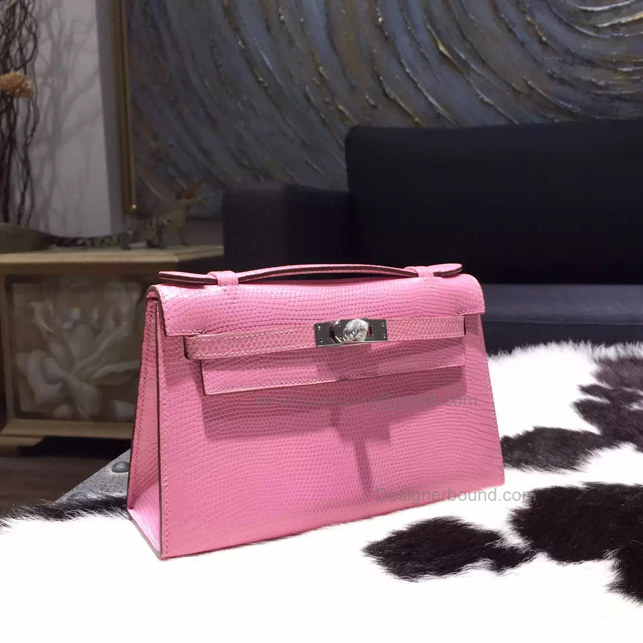 Copy Hermes Mini Kelly 22 Pochette Bag Handmade in Pink Lizard PHW