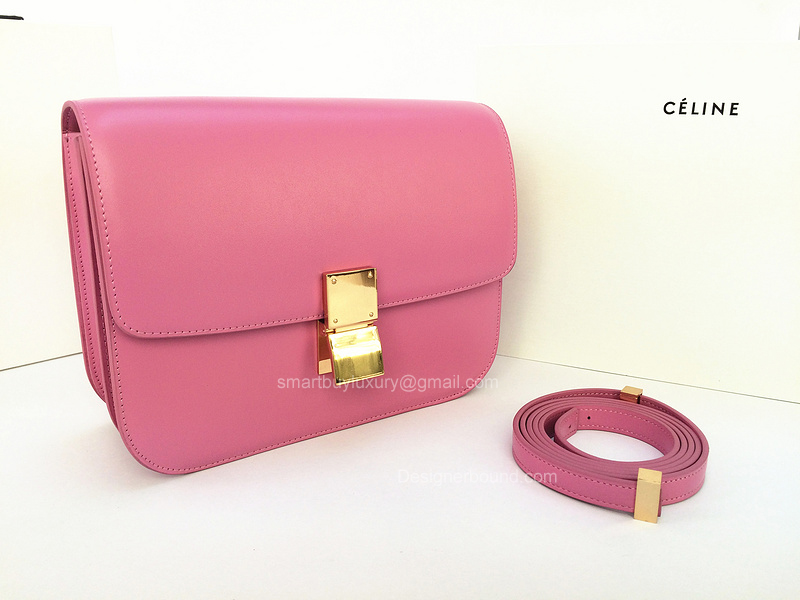 Celine Box Flap Bag Medium Pink Best Replica -  