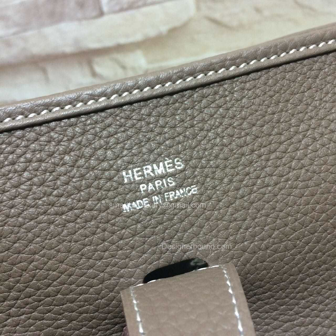 Hermes Evelyne III Bag GM in Etoupe Togo Leather -  