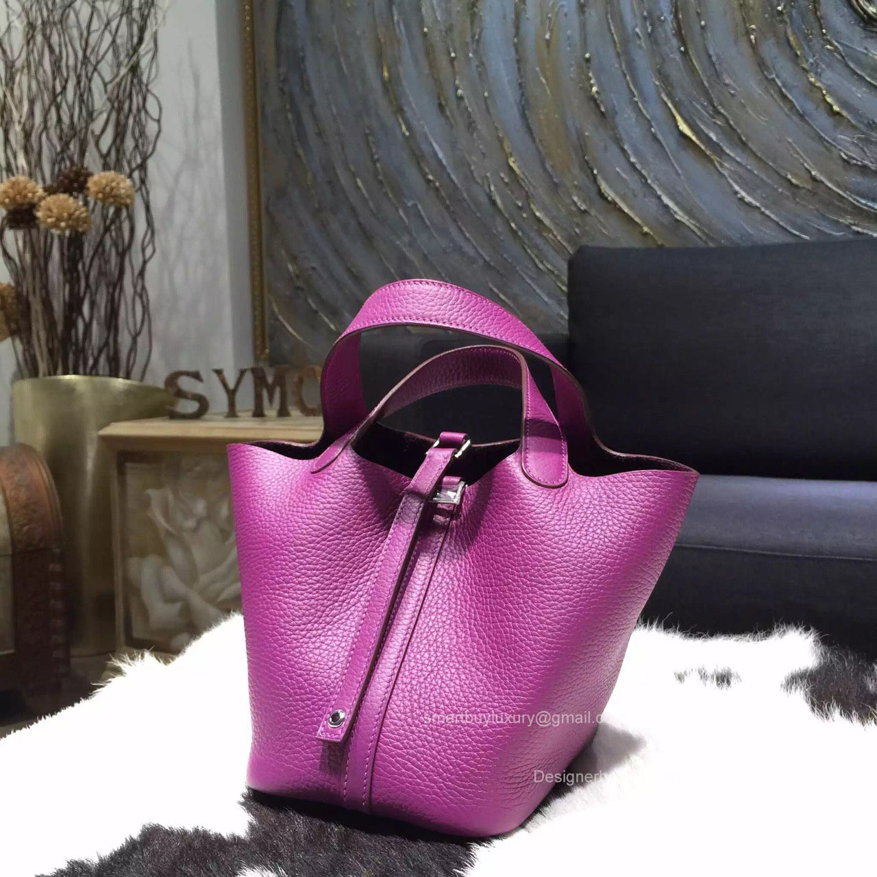 Hermes Picotin Lock 22 Bag Anemone P9 Taurillon Clemence Handstitched