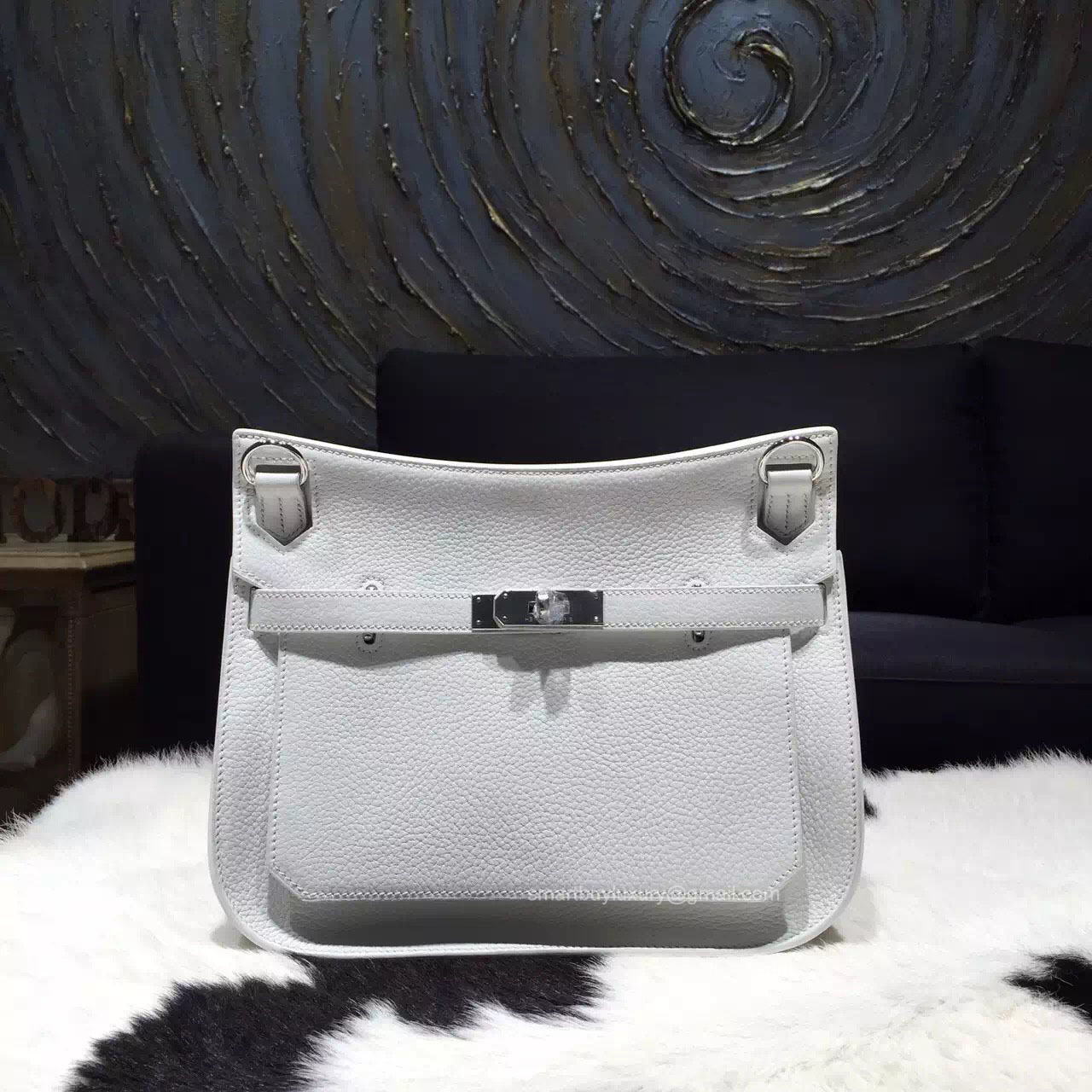 Hermes Jypsiere 28 Bag White Taurillon Clemence Handstitched