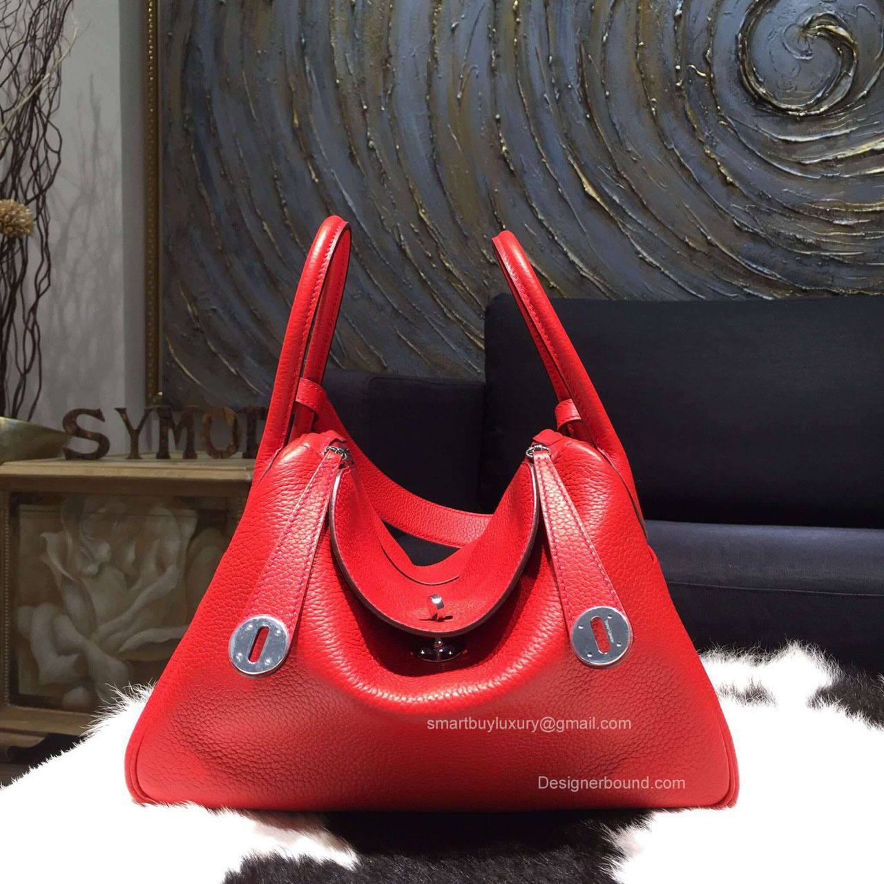 Hermes Lindy 30 in Rouge Casaque Q5 Clemence Leather Handstitched