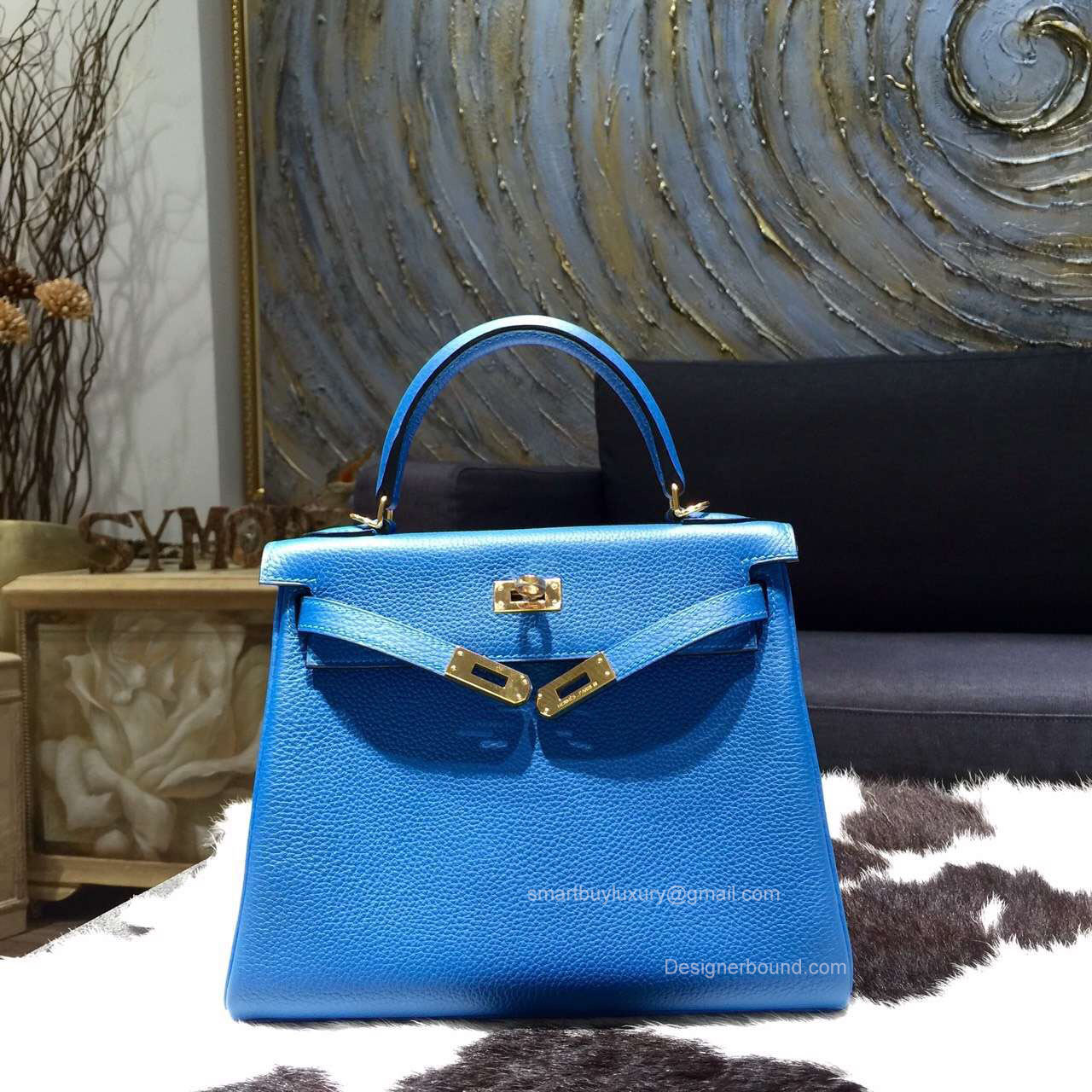 Hermes Kelly 25 Mykonos Togo Leather Handstitched Gold hw