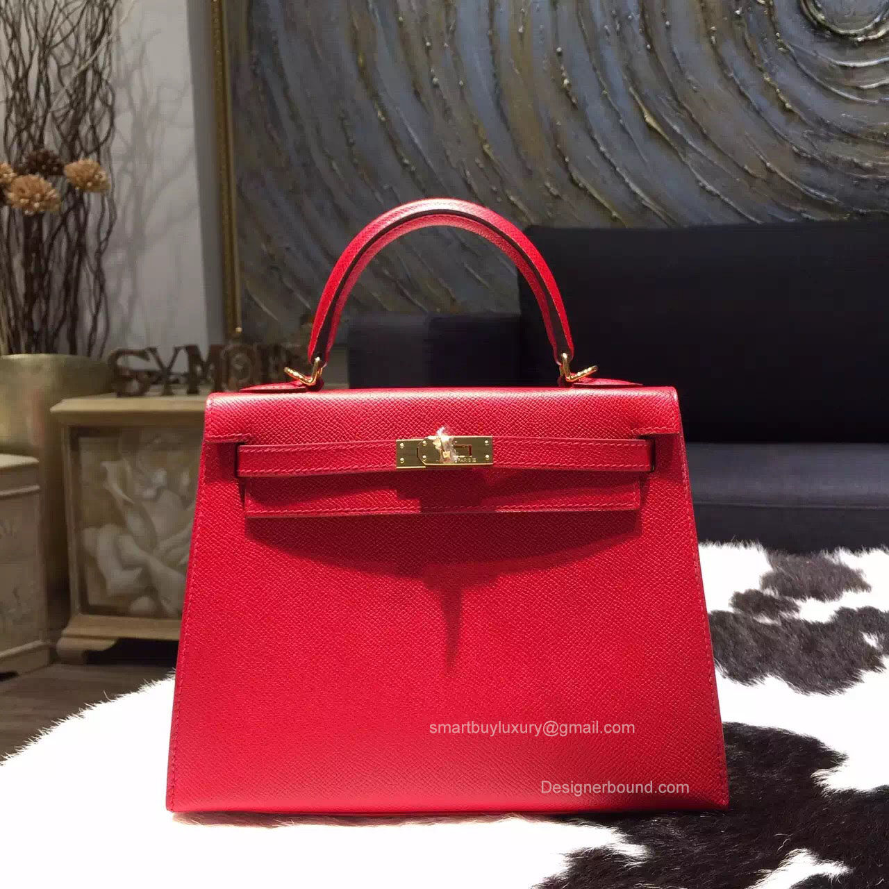 Hermes Kelly 28 Rouge Casaque Q5 Epsom Leather Handstitched Gold hw