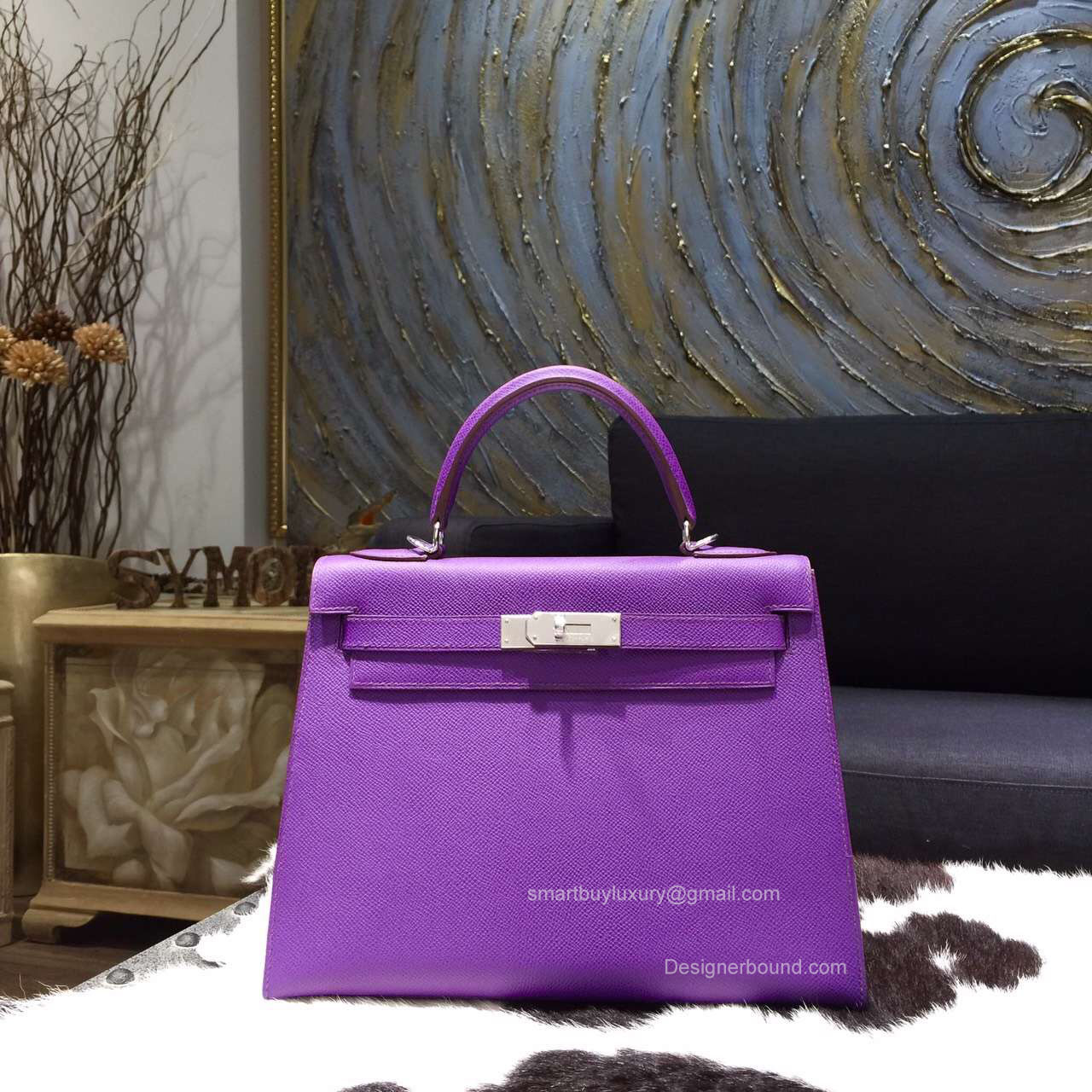 Hermes Kelly 28 Crocus 9w Epsom Leather Handstitched Silver hw