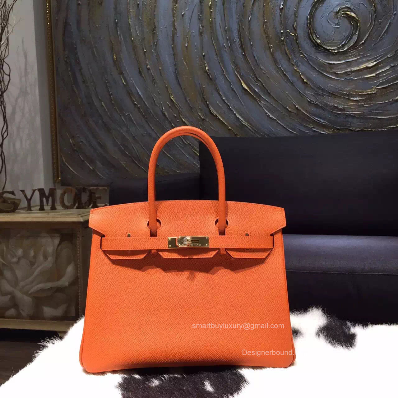 Hermes Birkin 30 Bag Orange CK93 Epsom Leather Handstitched Gold hw