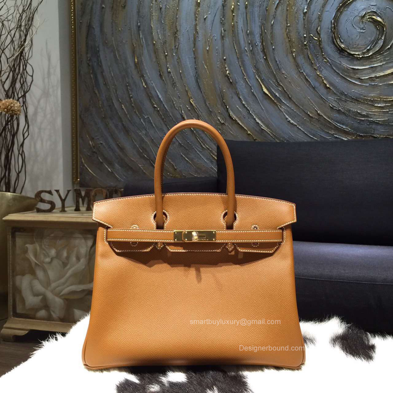 Hermes Birkin 30 Bag Gold CK37 Epsom Leather Handstitched Gold hw