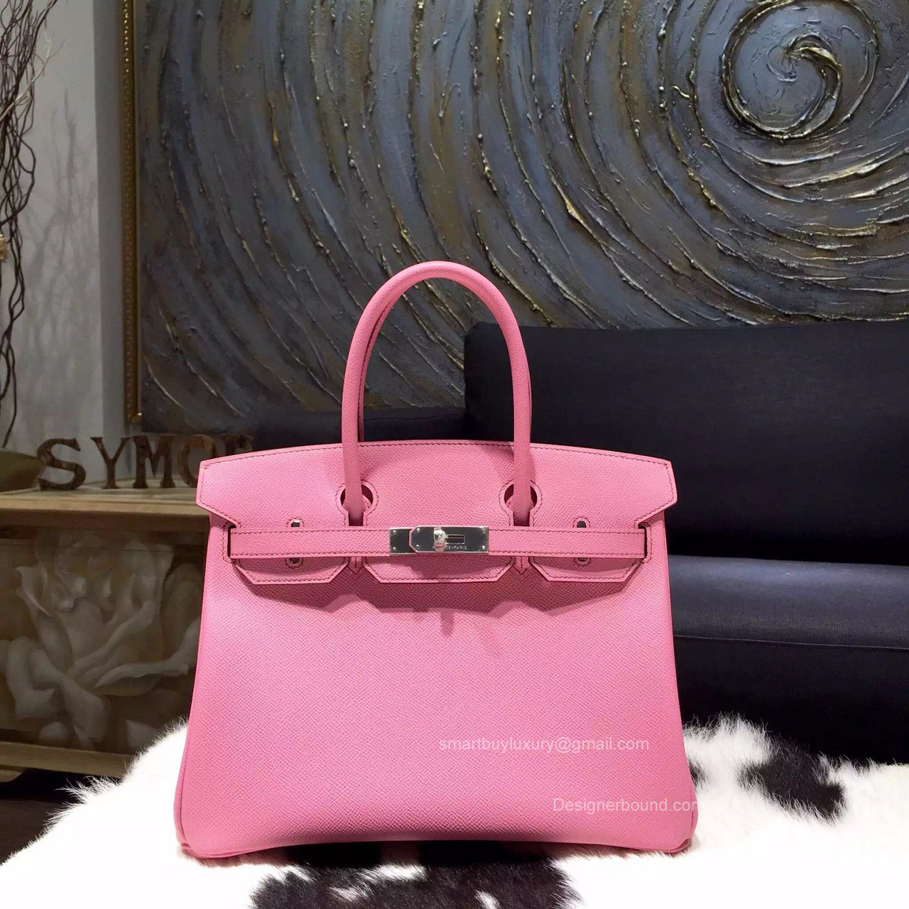 Hermes Birkin 30 Bag Pink 5P Epsom Leather Handstitched Silver hw