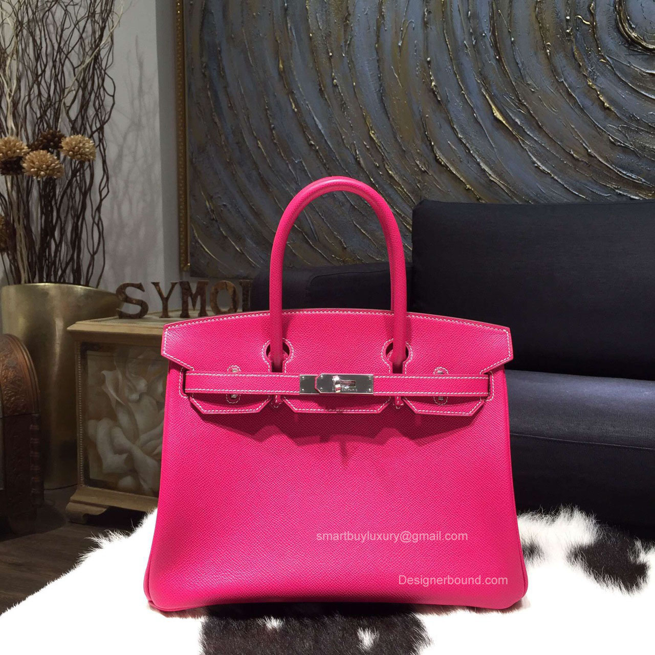 Hermes Birkin 30 Bag Rose Tyrien E5 Epsom Leather Handstitched Silver hw