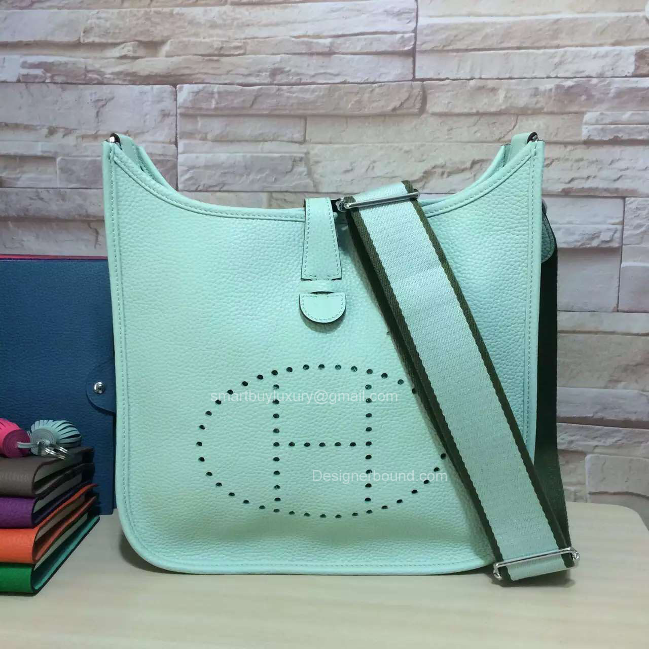 Hermes Evelyne III Bag GM in Mint Green Togo Leather