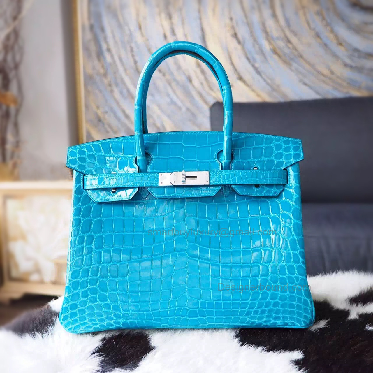 Hand Stitched Hermes Birkin 30 Bag in 7w Izmir Shining Niloticus Croc SHW