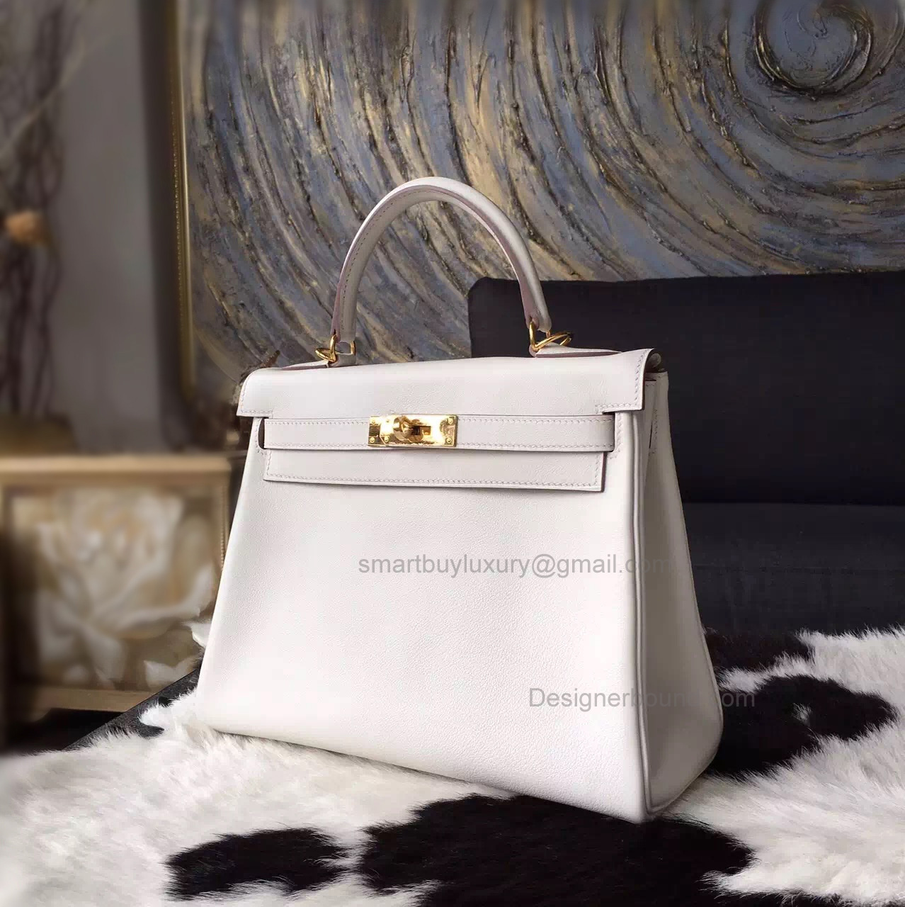 Replica Hermes Kelly 28 Handmade Bag in cc10 Craie Swift Calfskin GHW