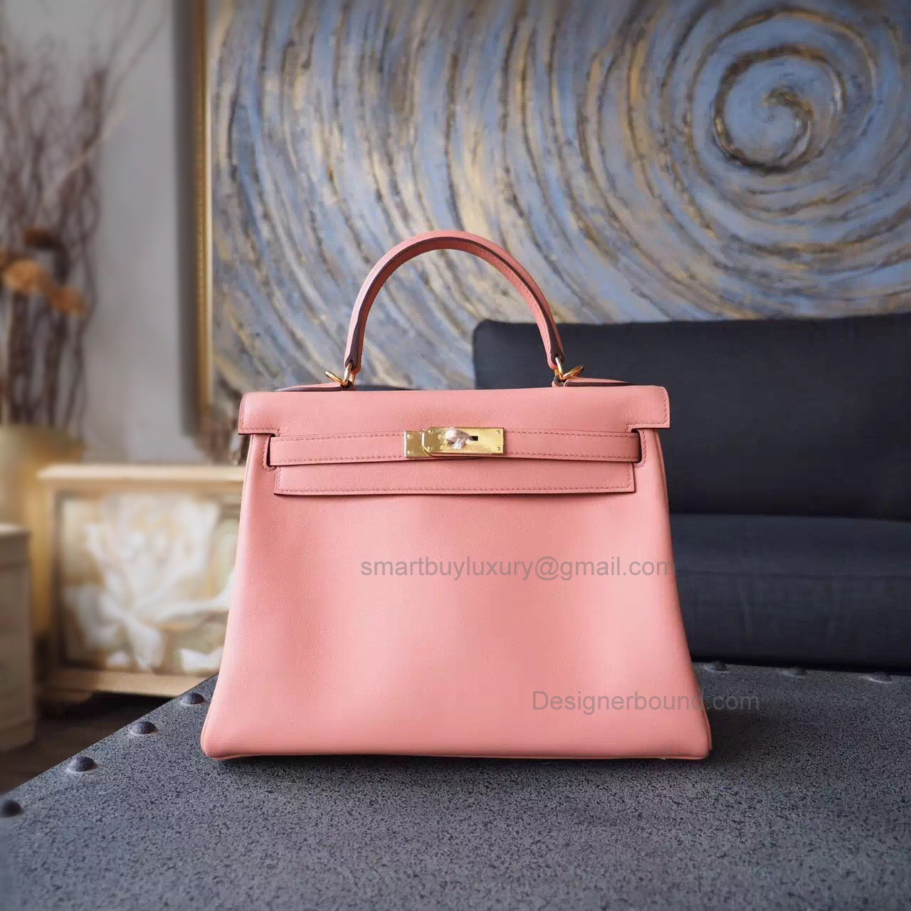 Replica Hermes Kelly 28 Handmade Bag in 3l Rose Tea Swift Calfskin GHW