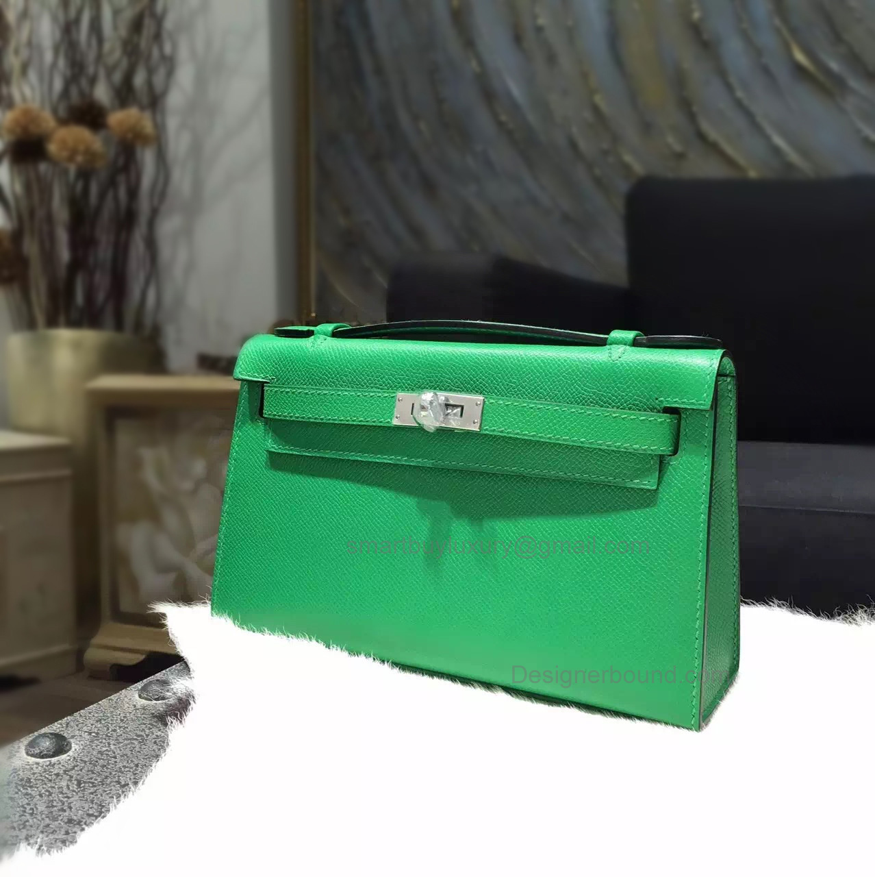 Copy Hermes Mini Kelly 22 Pochette Bag in 1k Bambou Epsom Calfskin PHW