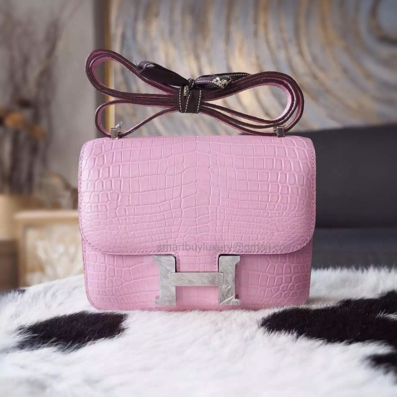 Replica Hermes Mini Constance 18 Bag in 5p Pink Matte Nile Croc PHW
