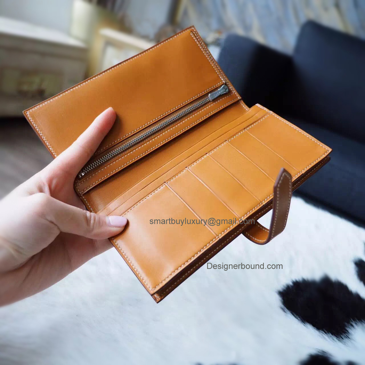 Replica Hermes Bearn Wallet Handmade in cc37 Gold Box Calfskin PHW