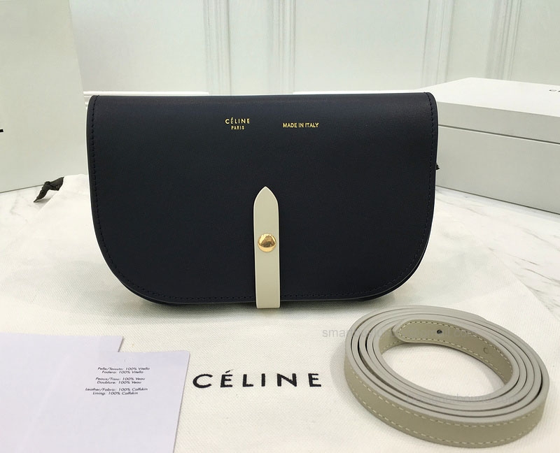 Celine Strap Clutch on Strap in Navy Palmelato Calfskin
